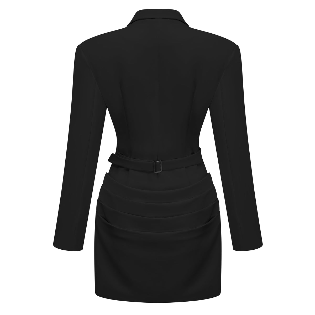 Rosette Büzgülü Blazer Mini Elbise Siyah