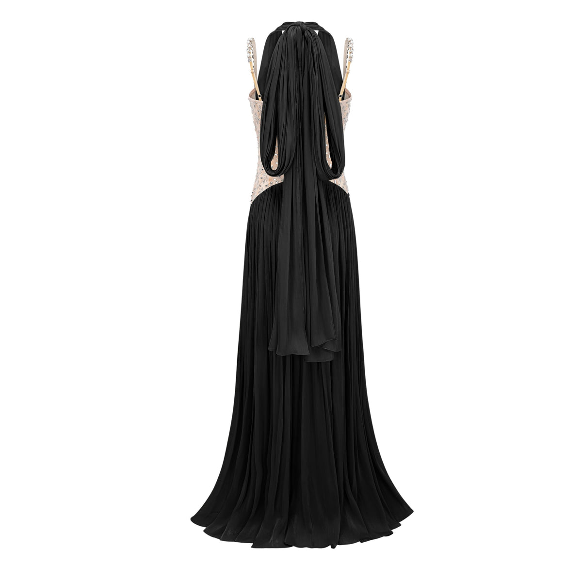 Gwenaëlle Taş ve Drape Detaylı Maksi Elbise Siyah