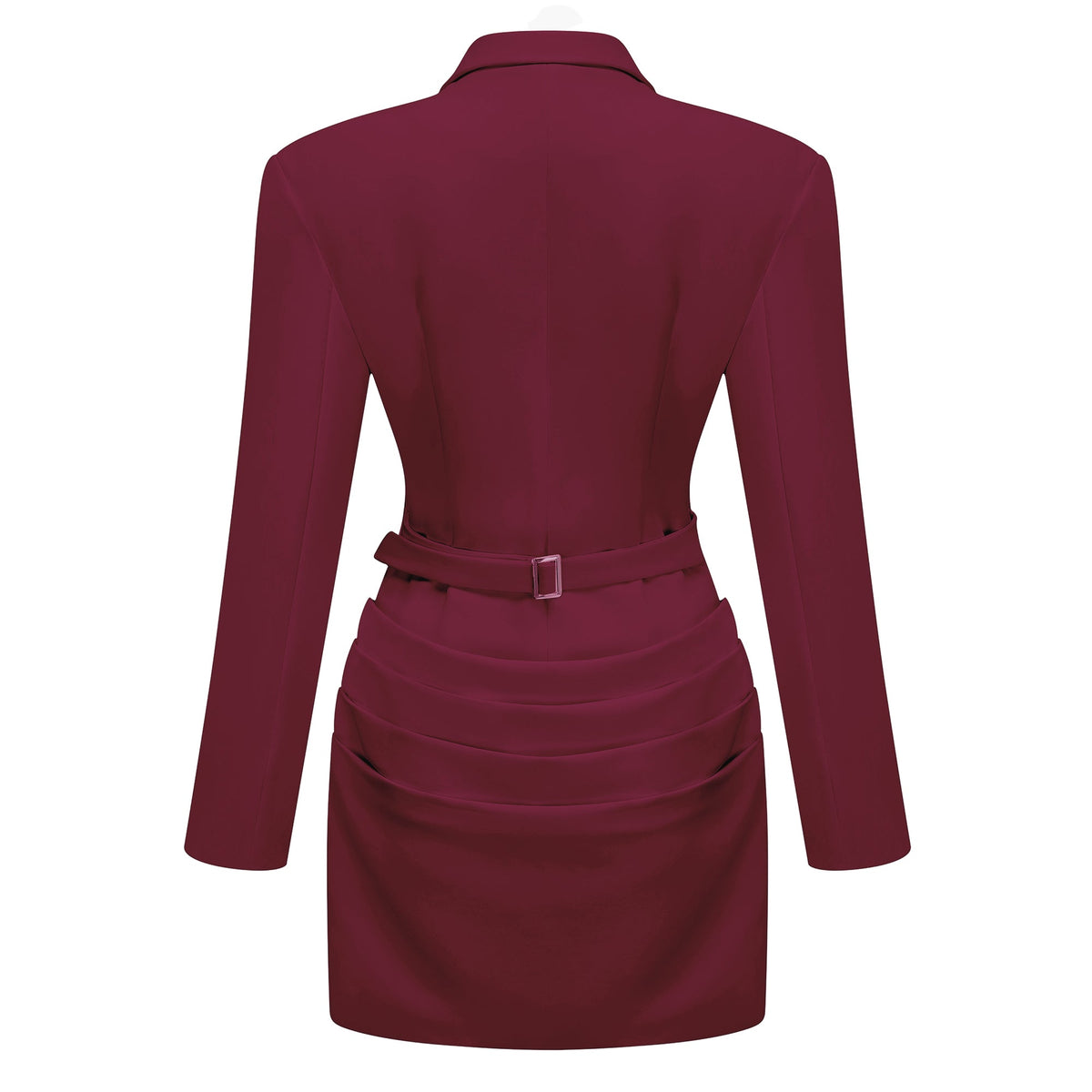 Rosette Büzgü Detaylı Blazer Mini Elbise Bordo