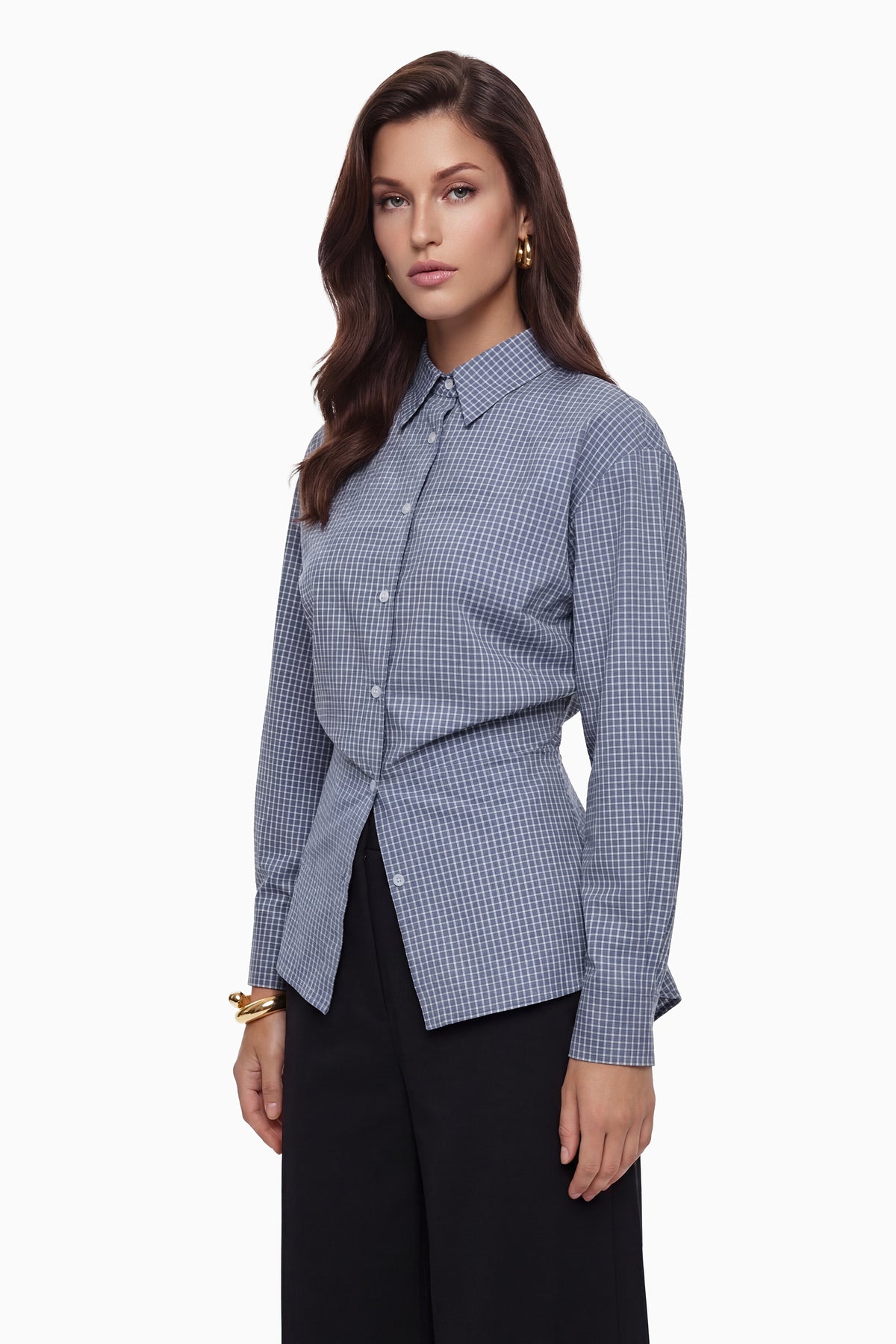 Brooke Pötikare Peplum Gömlek Mavi
