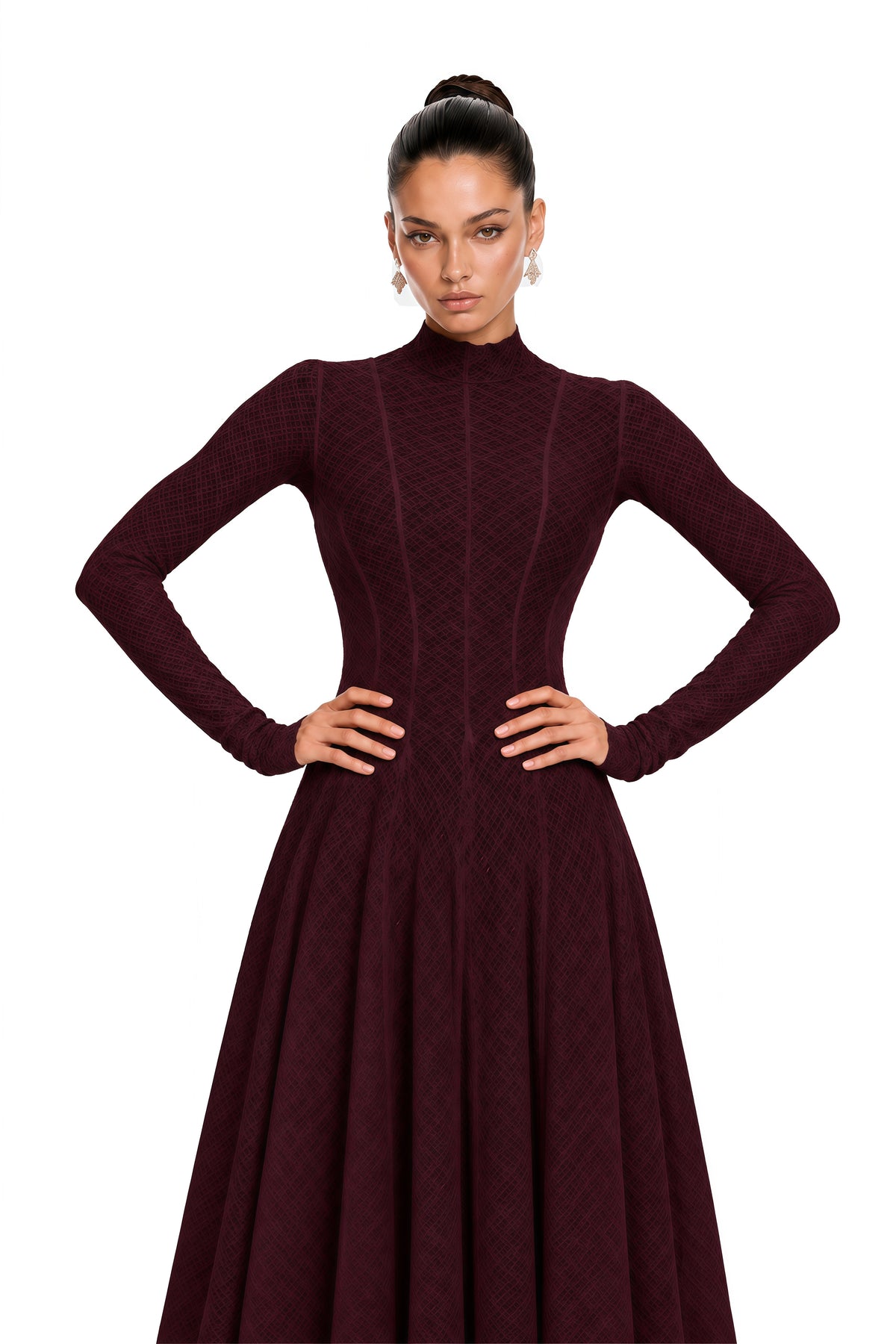 Athena Dalgalı Dantel Maksi Elbise Kırmızı