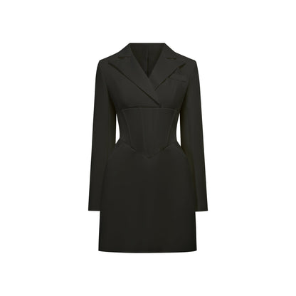Inmaculada Korse Detaylı Blazer Mini Elbise Siyah