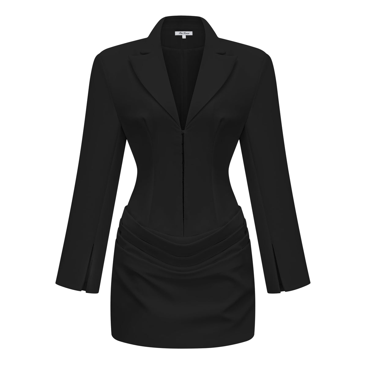 Newyork Rosette Büzgü Detaylı Blazer Mini Elbise Siyah