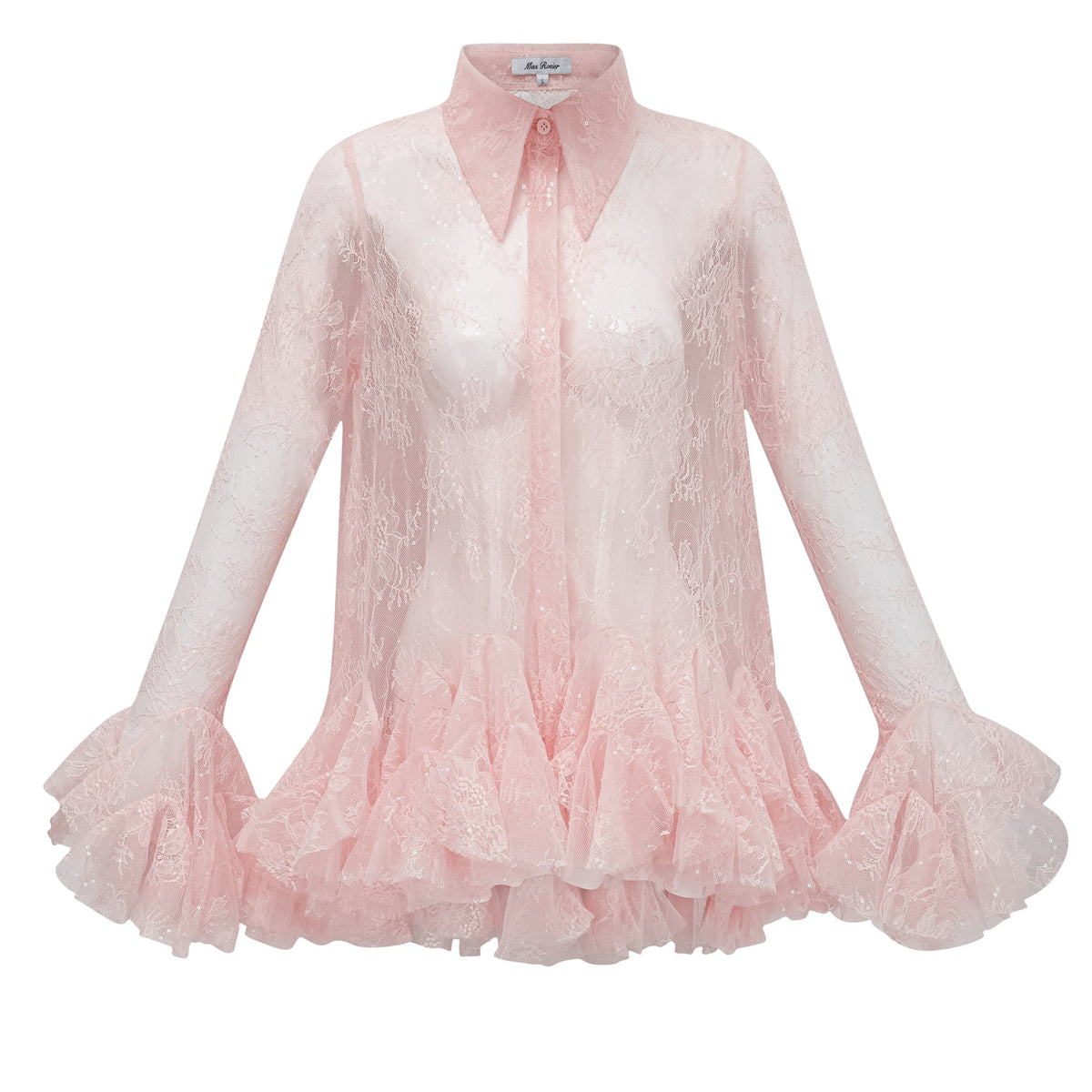 Ingrid Çiçekli Dantel Peplum Bluz Pembe