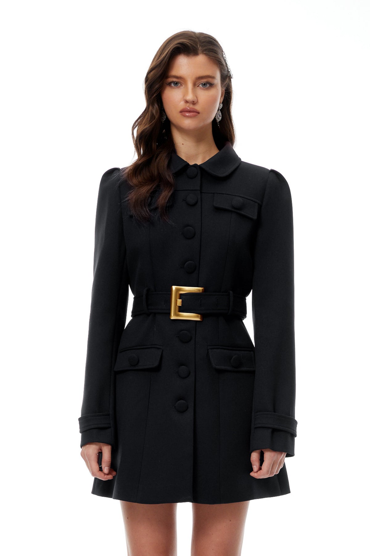 Sofía Kemerli Mini Blazer Elbise Siyah