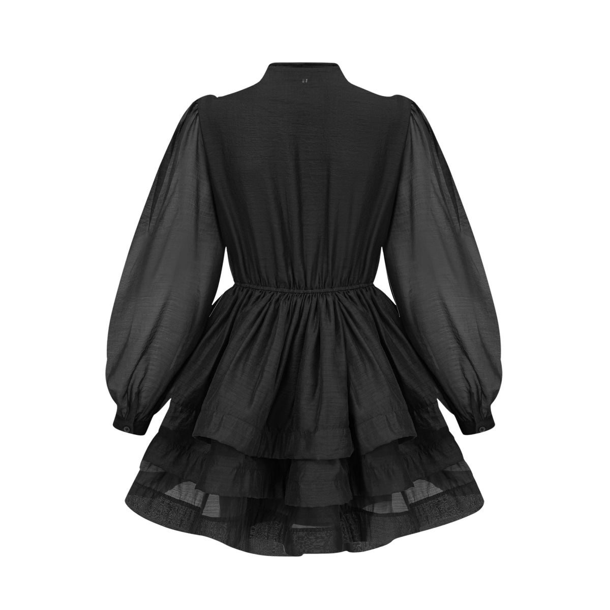 Élodie Katmanlı Kloş Mini Elbise Siyah