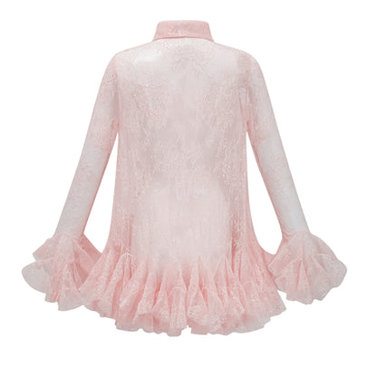Ingrid Çiçekli Dantel Peplum Bluz Pembe