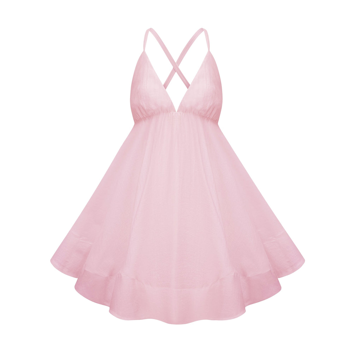 Quincie Büzgülü Fırfırlı Mini Elbise Pembe