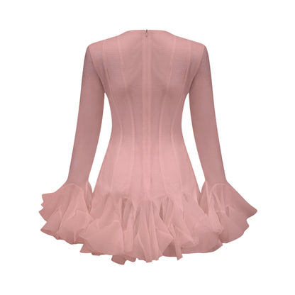 Anaïs Yarı Transparan Kloş Mini Elbise