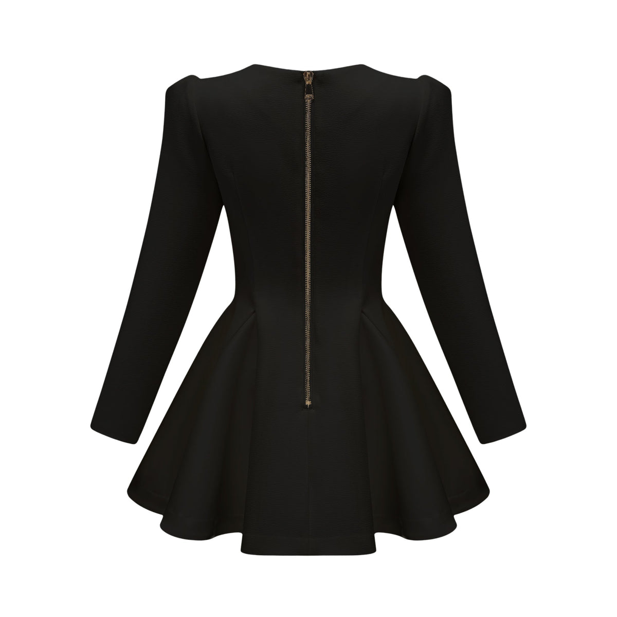 Élise Pileli Peplum Etek Uçlu Blazer Elbise Siyah
