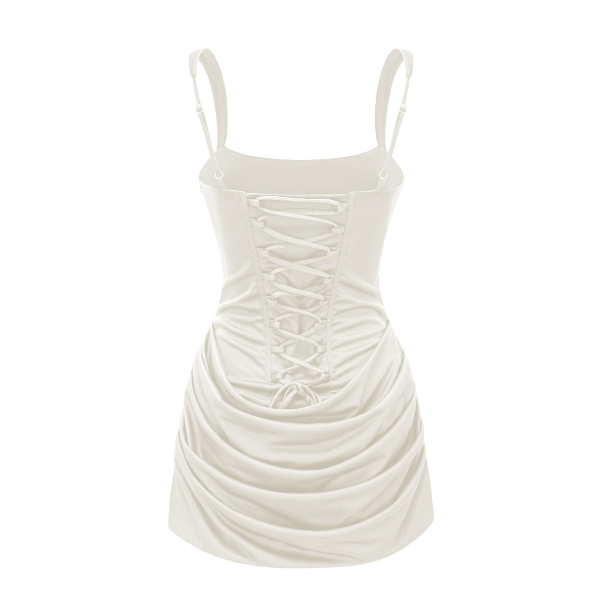 Paulette Büzgülü Bodycon Mini Elbise Beyaz