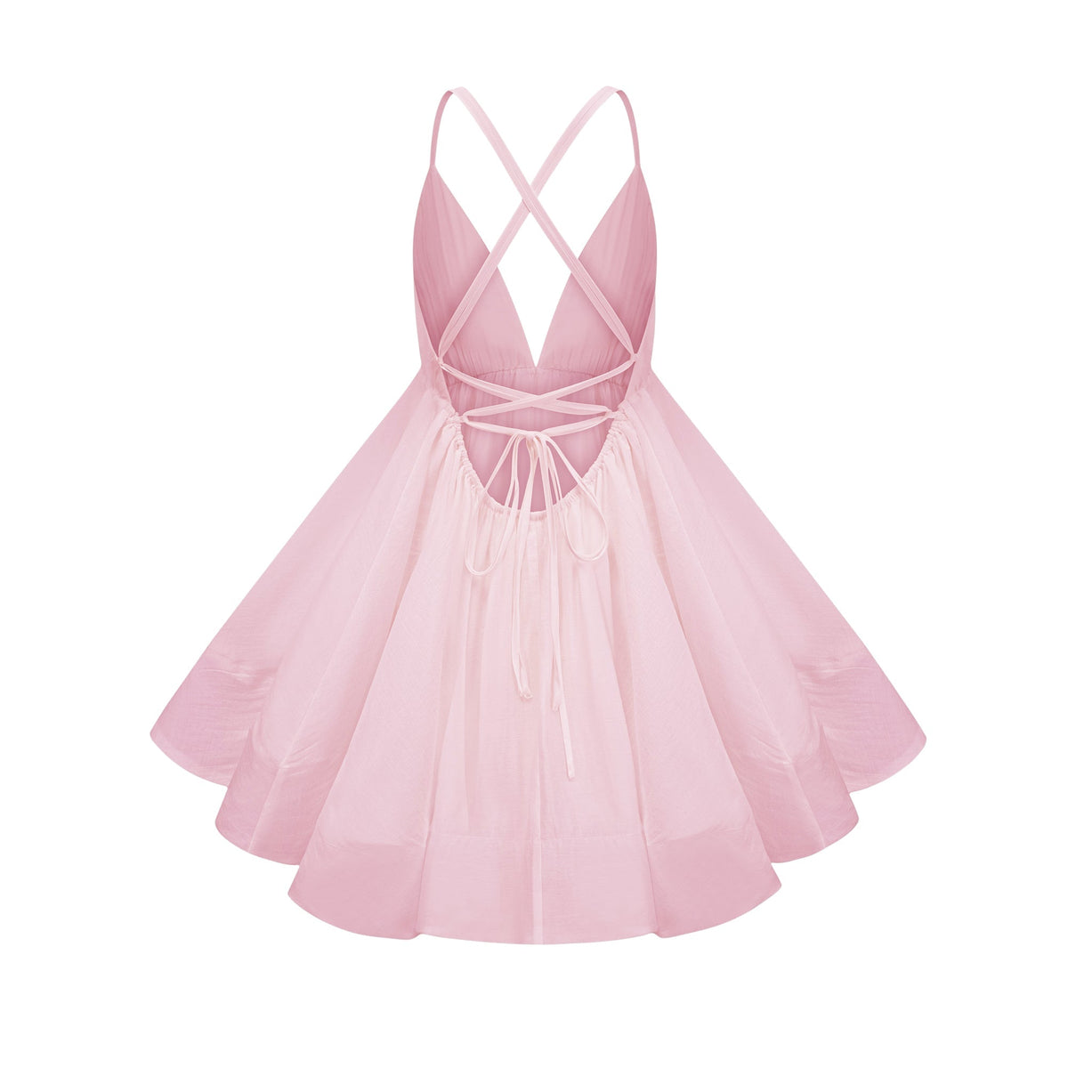 Quincie Büzgü Detaylı Volanlı Mini Elbise Pembe