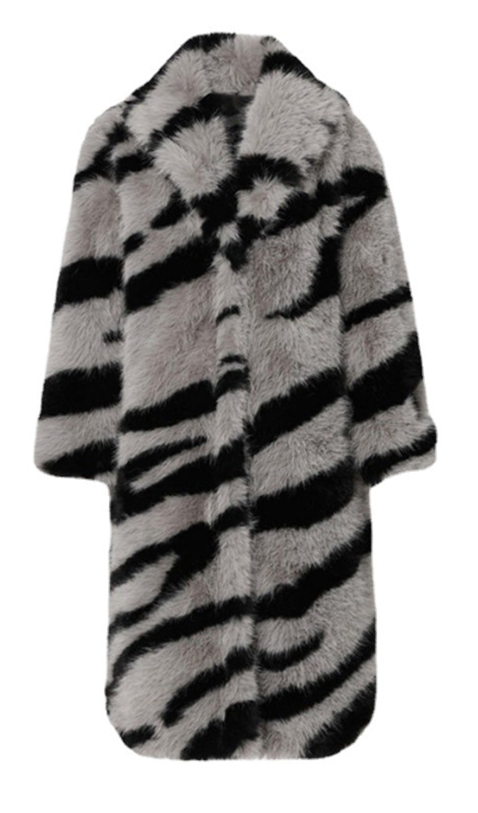Trend Suni Kürk Zebra Desenli Palto