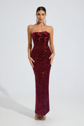 Rosamere Ruby Payetli Kemer Straplez Maxi Elbise