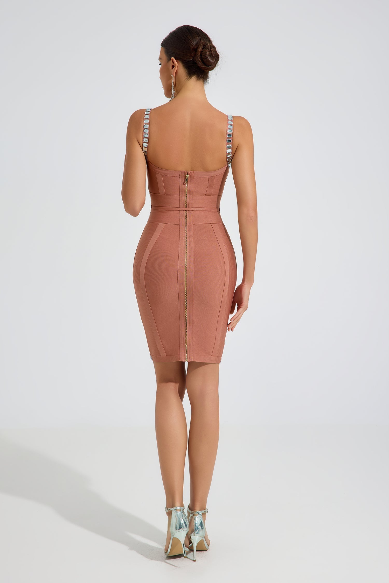 Westlyn Kristal Kontur Bodycon Mini Elbise