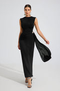Sedir Noir Draped Elegance Maxi Elbise