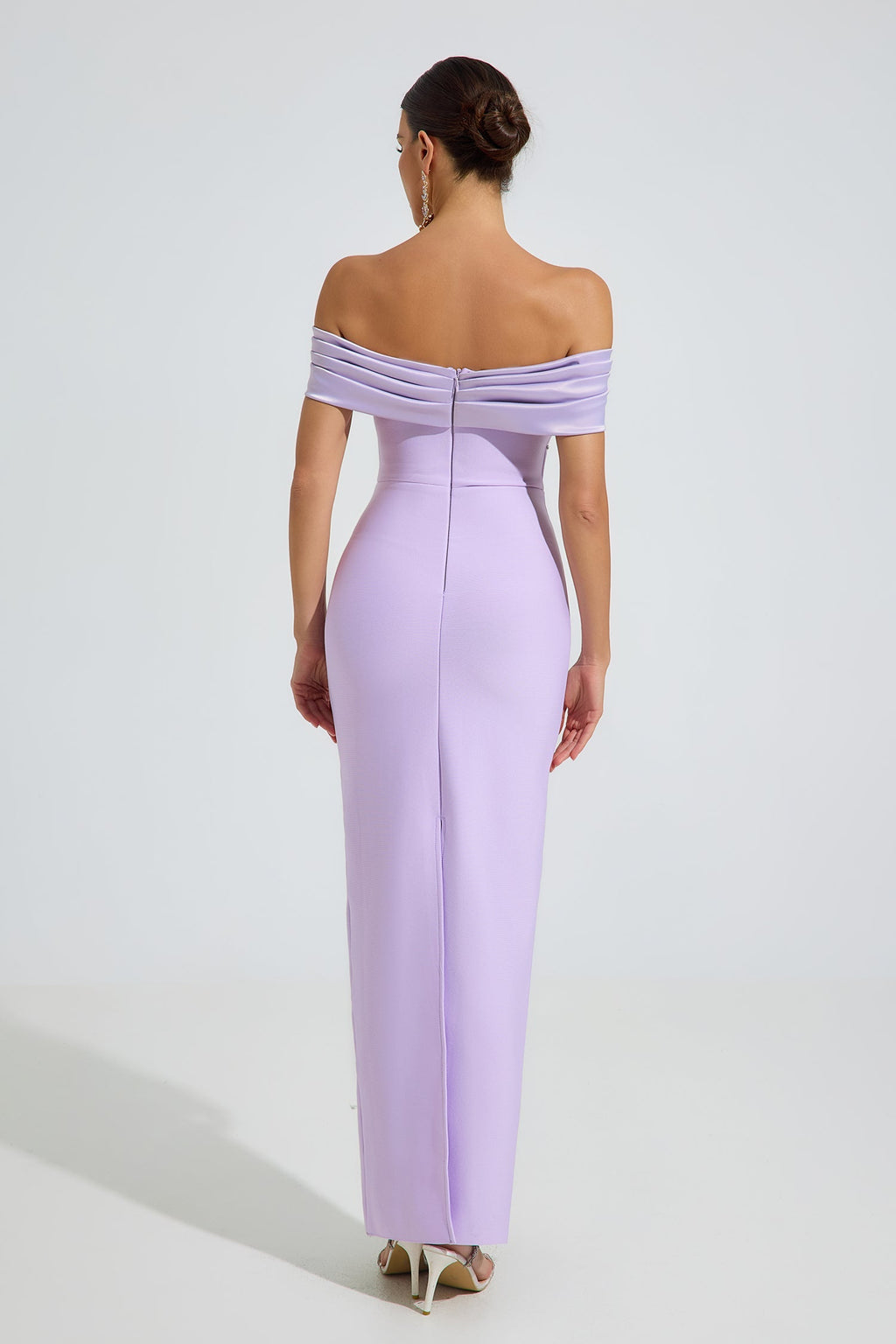 Ok Off-Shoulder Kristal Maxi Elbise
