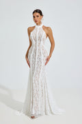 Versace Halter Dantel Deniz Kızı Maxi Elbise