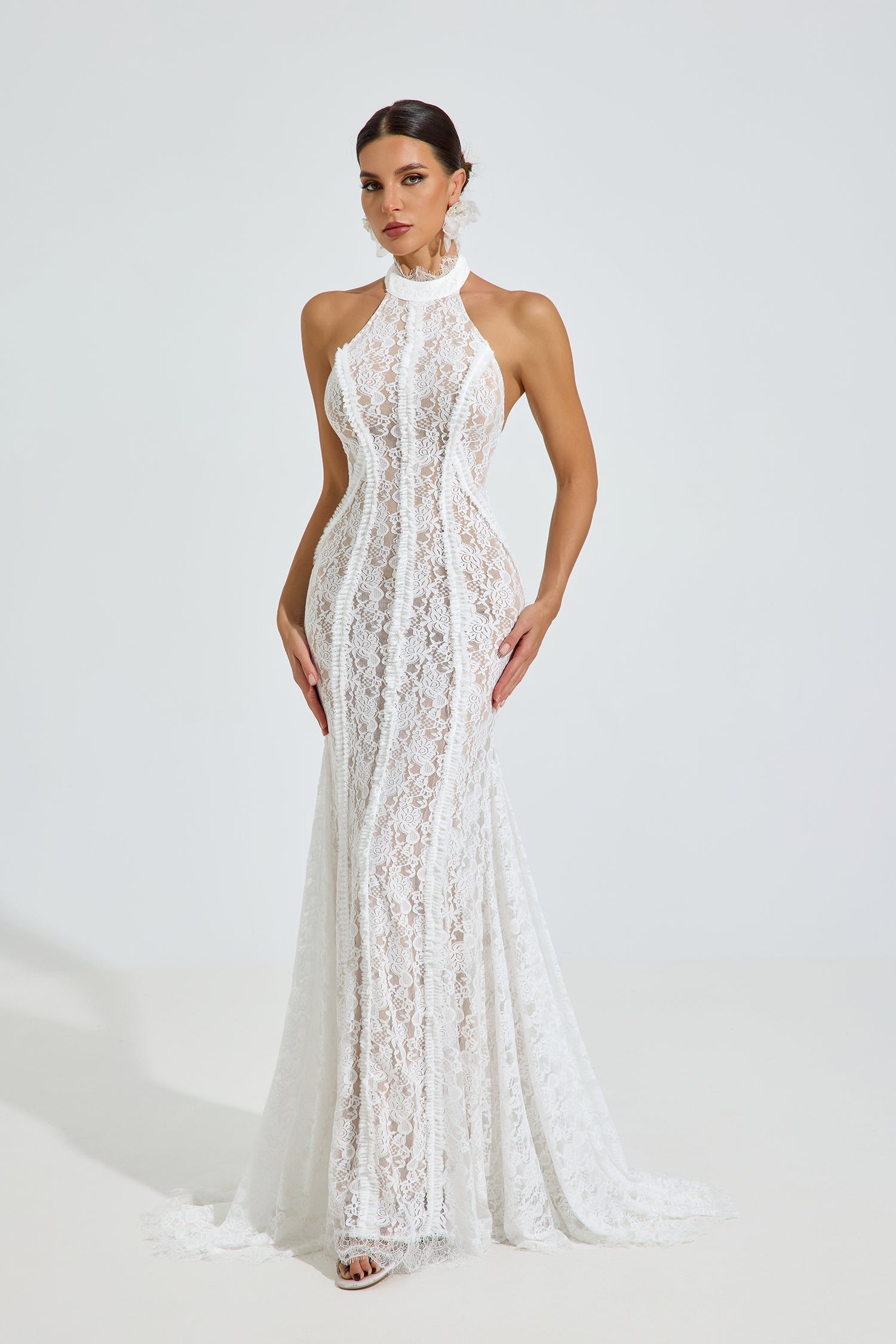 Versace Halter Dantel Deniz Kızı Maxi Elbise