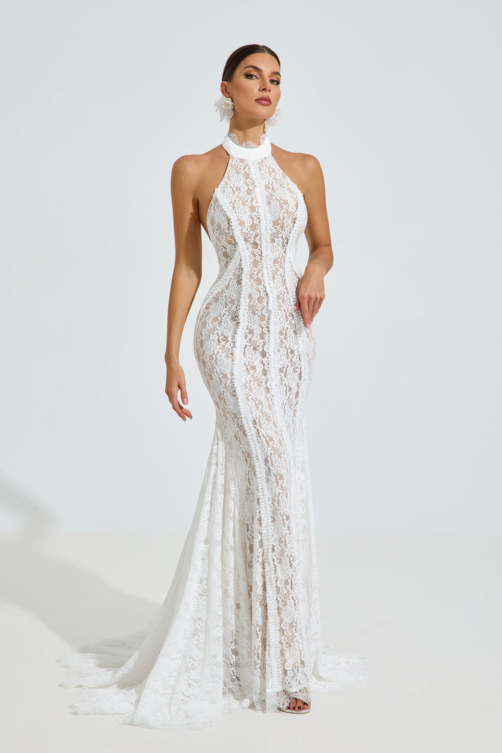 Versace Halter Dantel Deniz Kızı Maxi Elbise