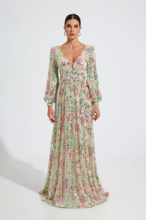 Amabel Blossom Nakışlı Maxi Elbise