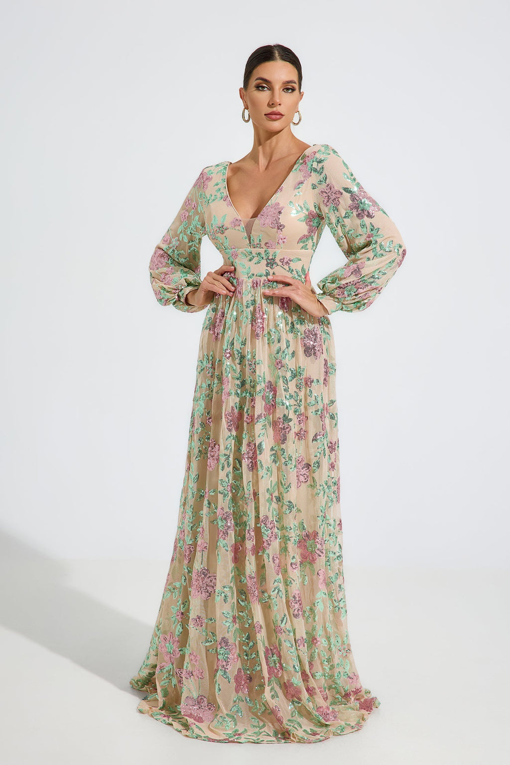 Amabel Blossom Nakışlı Maxi Elbise