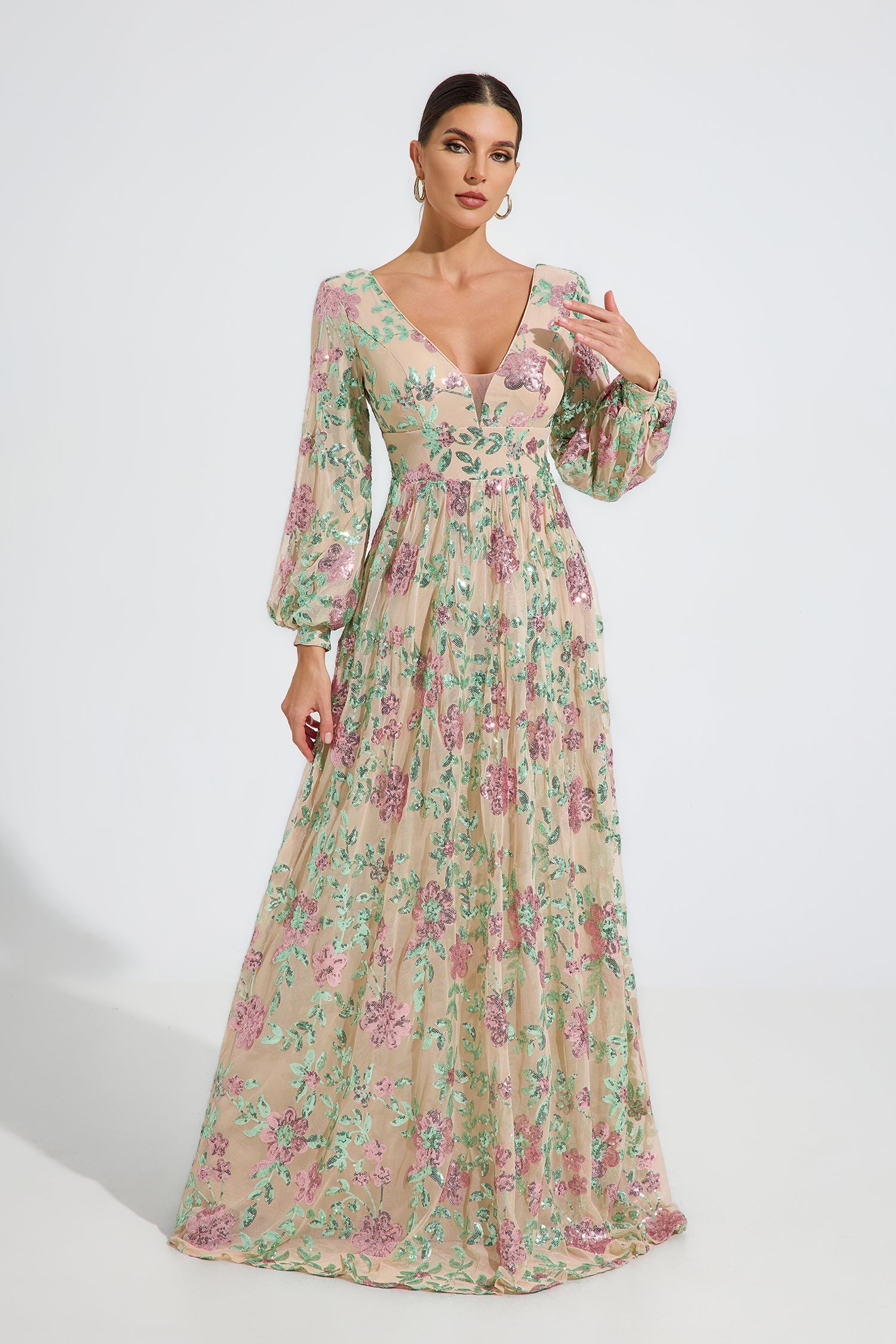 Amabel Blossom Nakışlı Maxi Elbise
