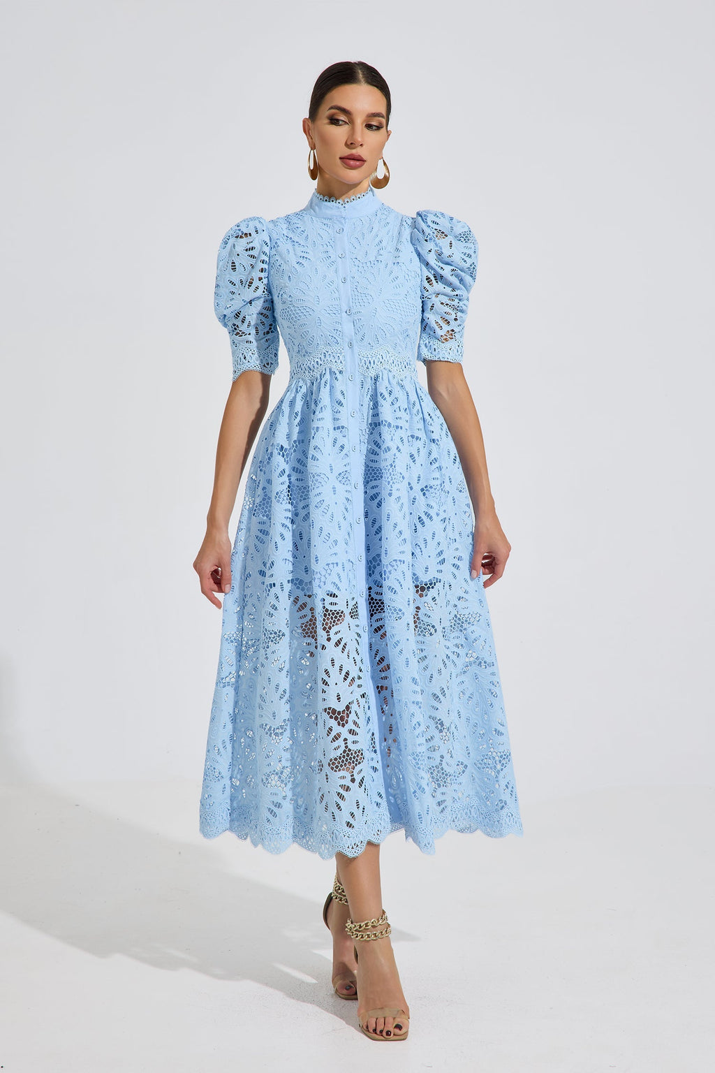 Romilly Sky Dantel Midi Elbise