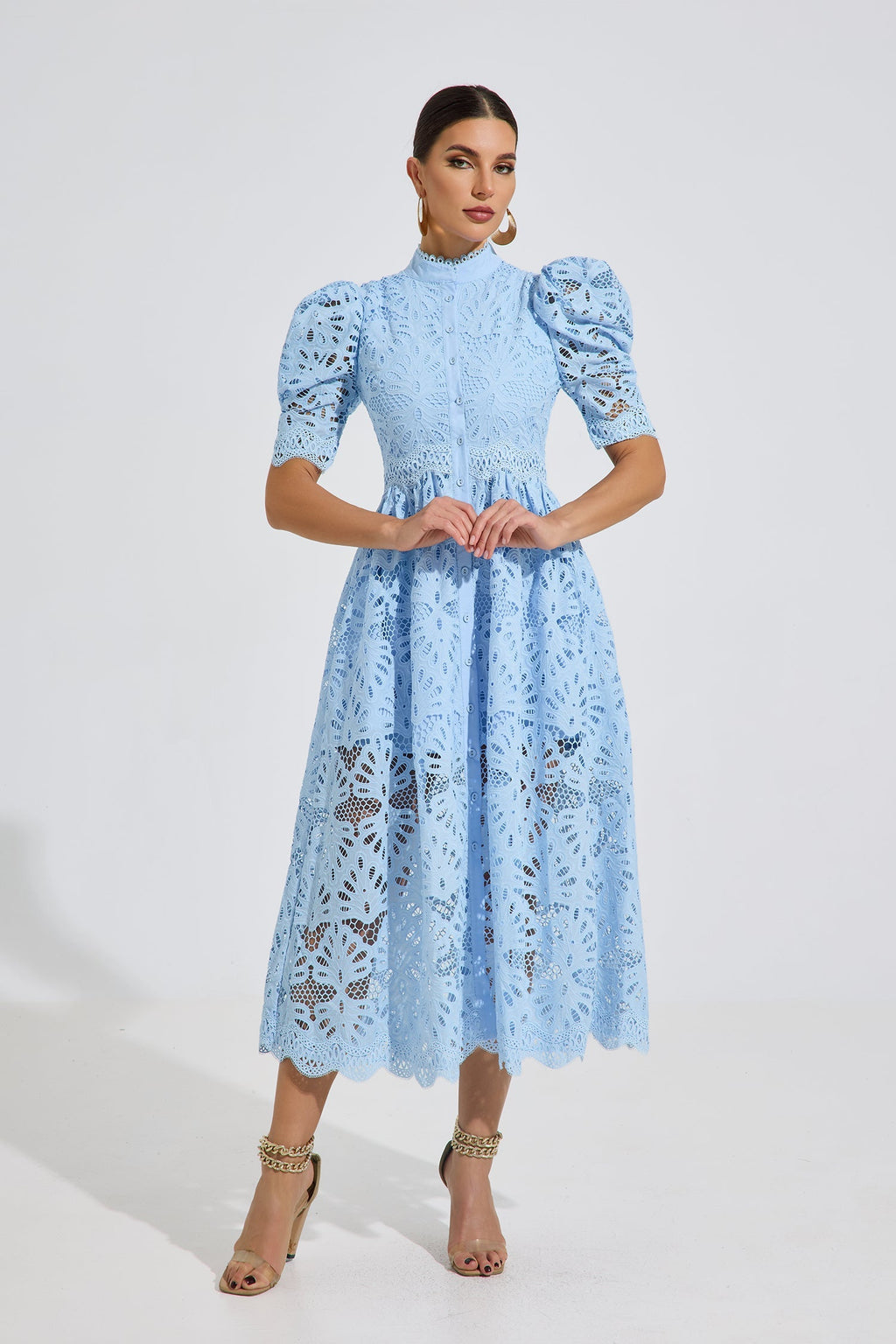 Romilly Sky Dantel Midi Elbise