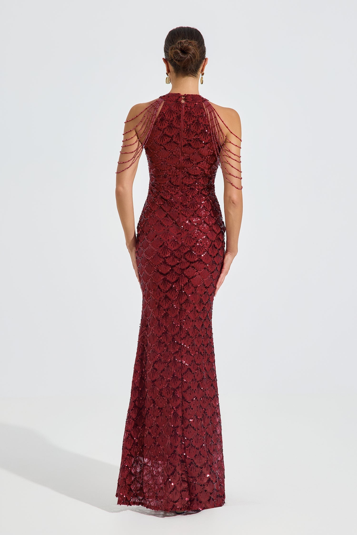 Iris Crimson Luxe Payet Maxi Elbise