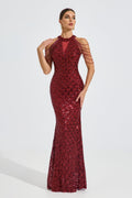 Iris Crimson Luxe Payet Maxi Elbise