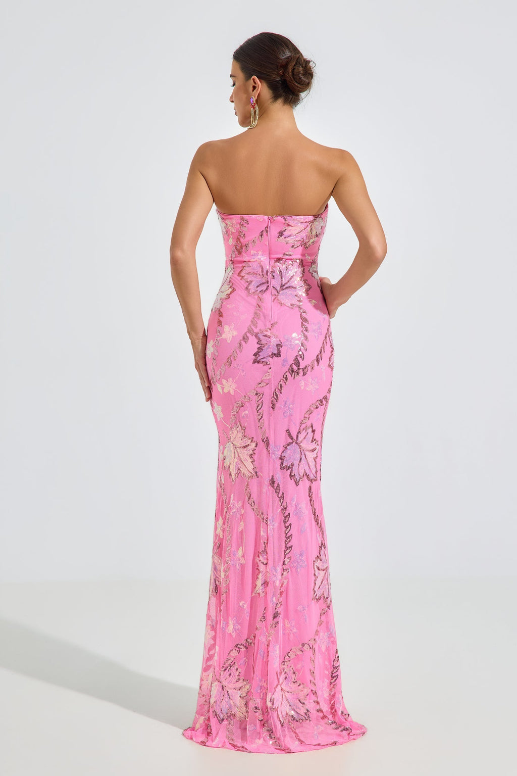 Halston Blossom Strapless Maxi Elbise