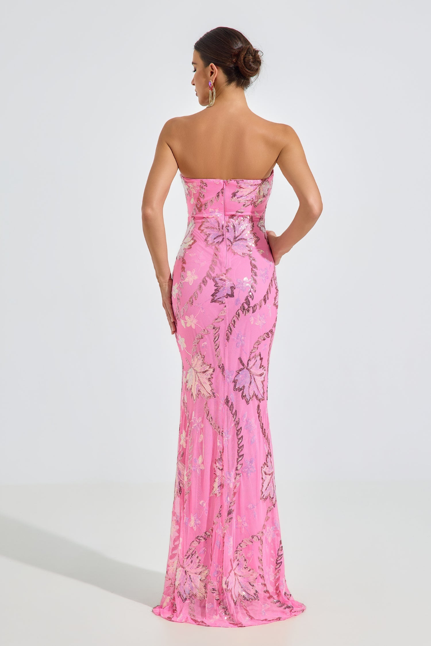 Halston Blossom Strapless Maxi Elbise