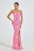 Halston Blossom Strapless Maxi Elbise
