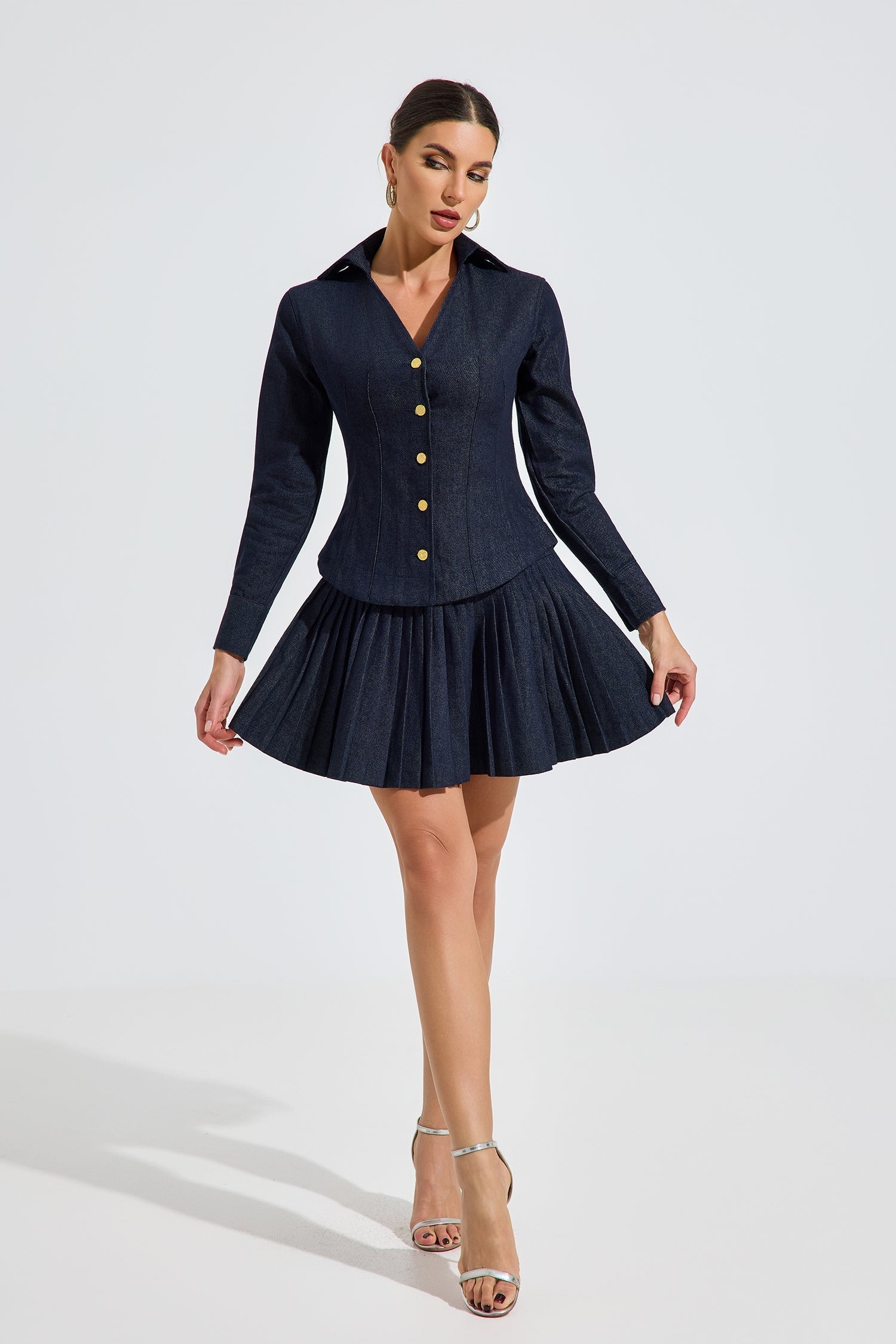 Richard Denim Pliseli Mini Elbise