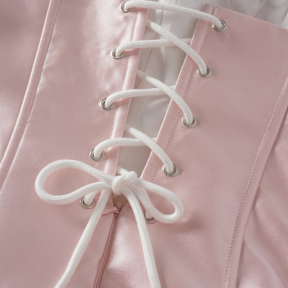 Laurine Fırfır Detaylı Saten Mini Elbise Pembe