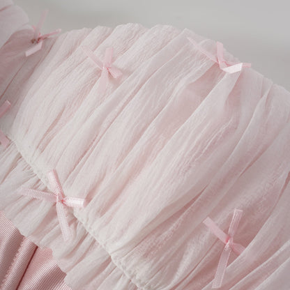 Laurine Fırfırlı Saten Balon Etekli Mini Elbise Pembe
