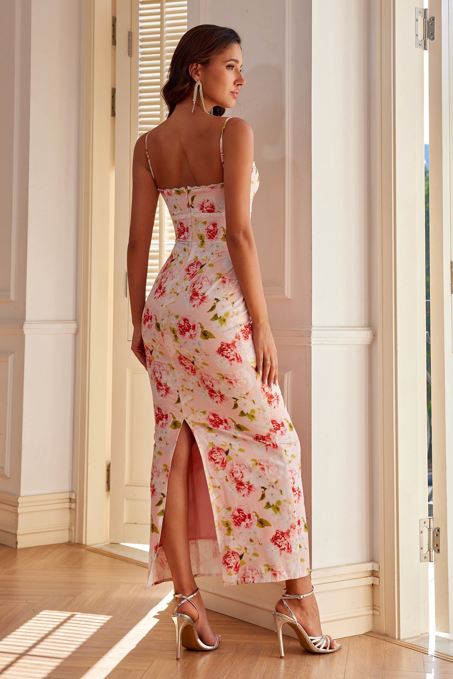 Sophie Rose Çiçekli Saten Maxi Elbise