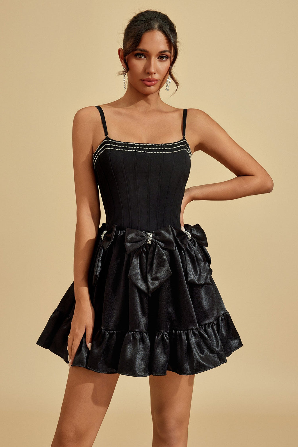 Regina Noir Fiyonk Mini Elbise