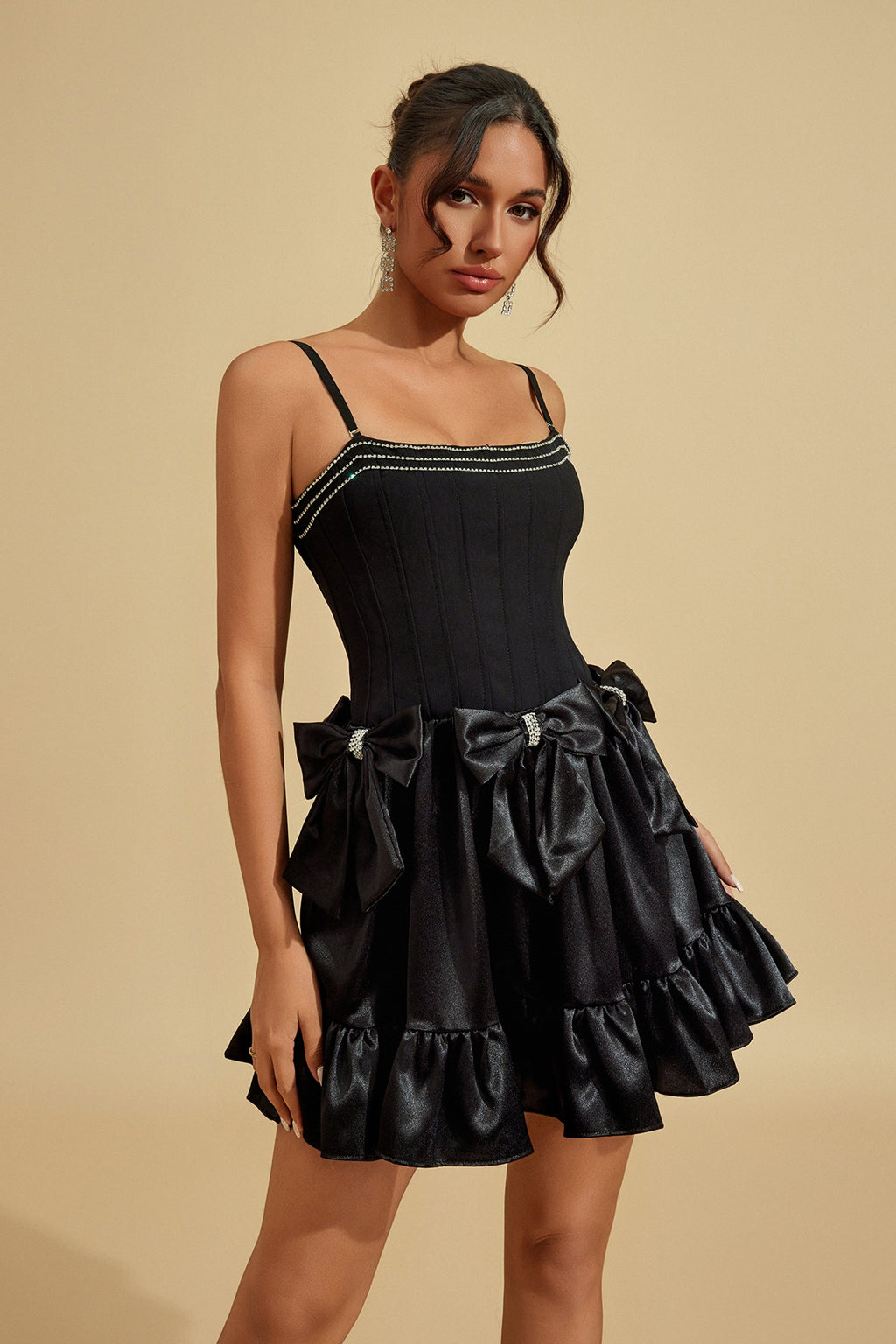 Regina Noir Fiyonk Mini Elbise