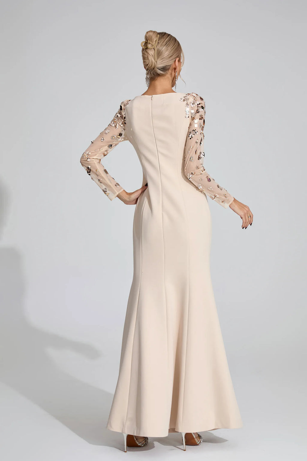Loretta Bej Elmas Maxi Elbise