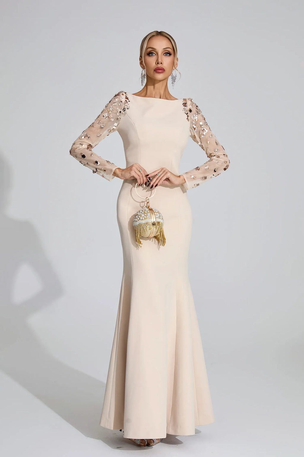 Loretta Bej Elmas Maxi Elbise