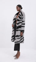 Trend Suni Kürk Zebra Desenli Palto