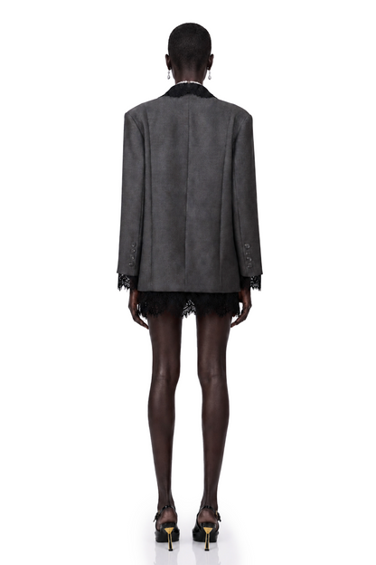 Dianthe Dantel Detaylı Blazer Ceket Gri