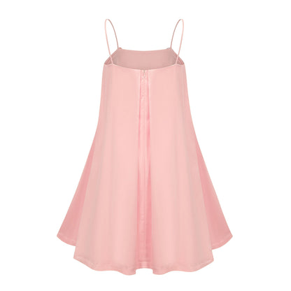 Avril Çiçek Nakışlı ve Saten Mini Elbise Pembe
