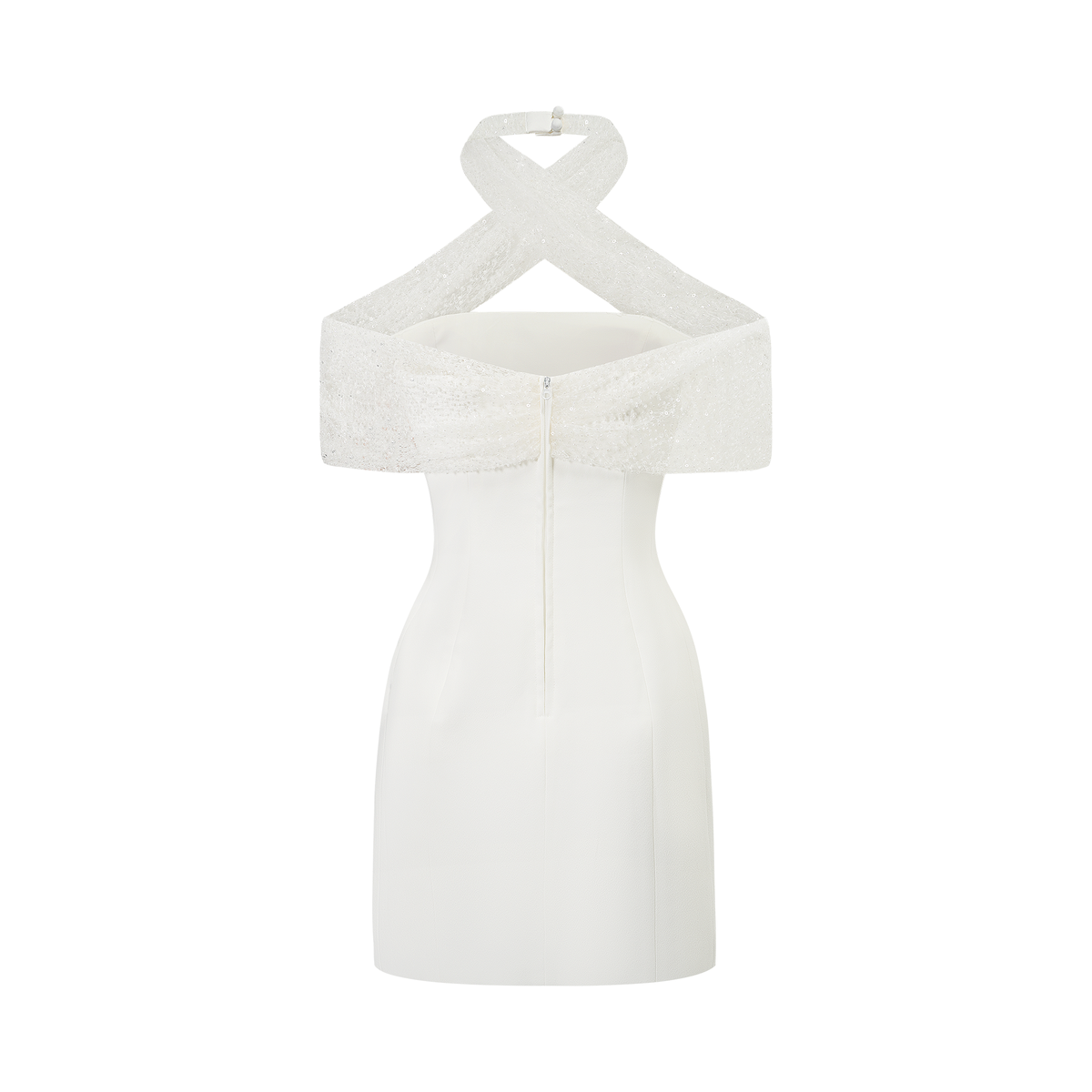 Ulla Çapraz Bağlamalı Bodycon Mini Elbise Beyaz