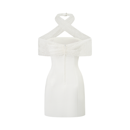 Ulla Çapraz Bağlamalı Bodycon Mini Elbise Beyaz