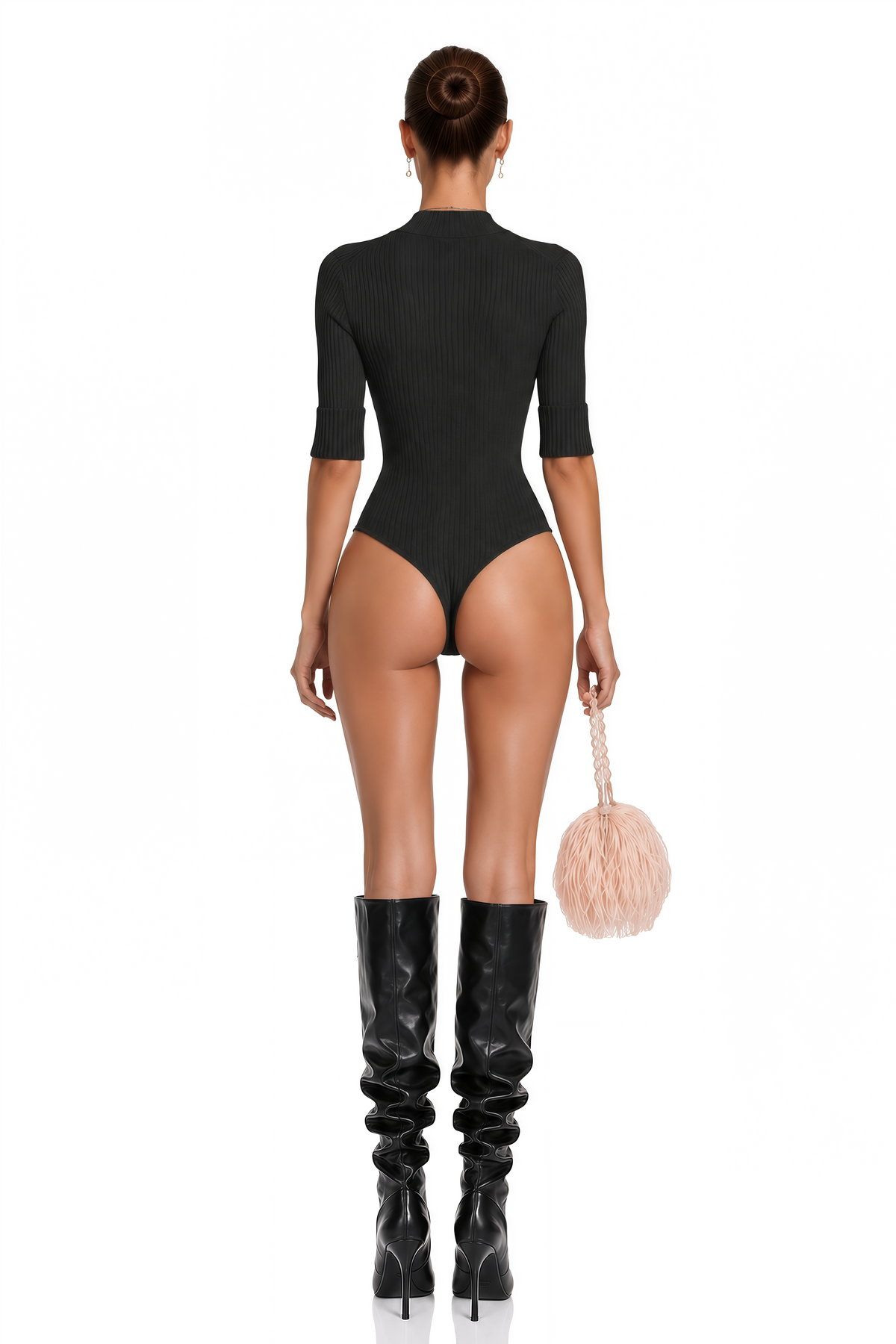 Claire Fitilli Triko Body ve Pantolon Takım Siyah