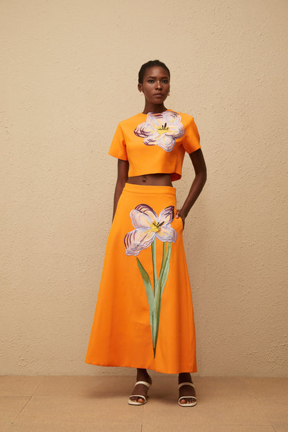 Irène Çiçek Nakışlı ve Payetli İkili Takım Turuncu