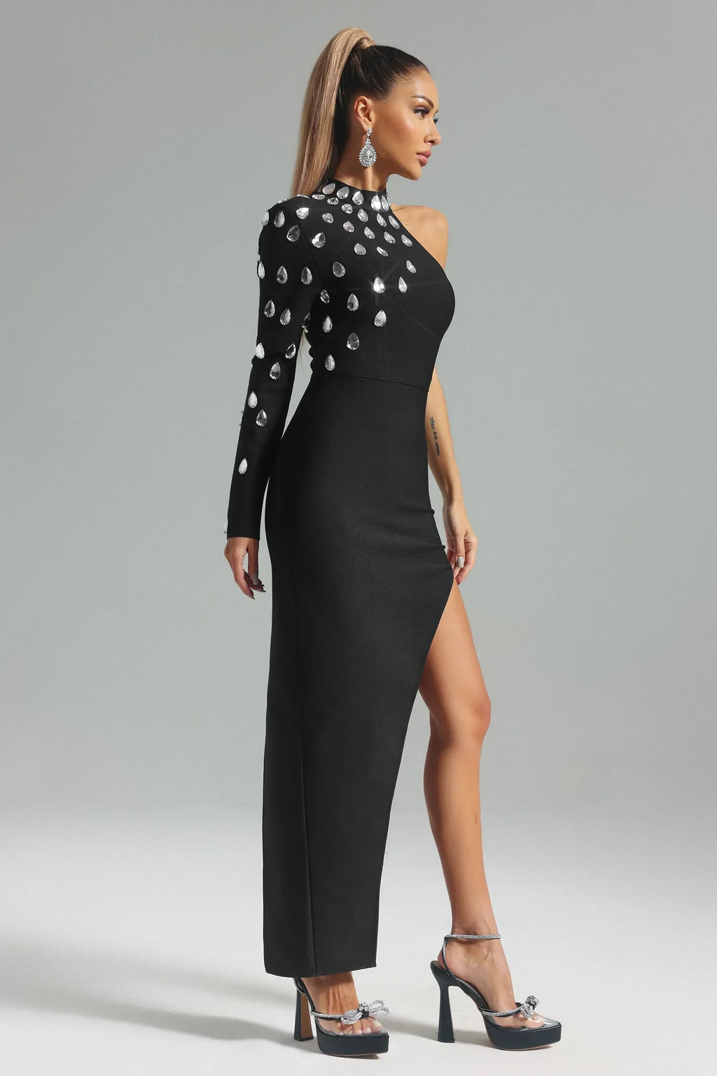 Karina Diamond Maxi Elbise Siyah